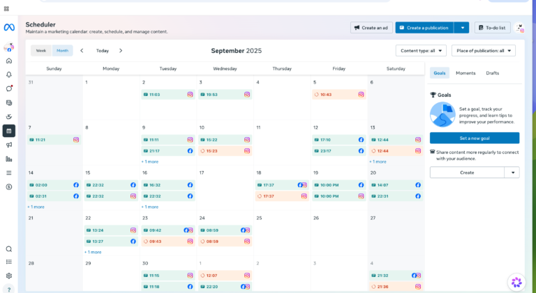 Content planner, meta business suite